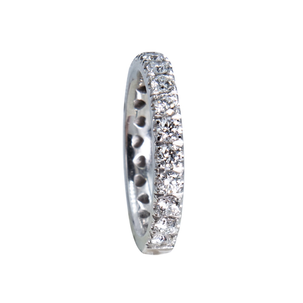 Anello eternité mezzo giro in oro bianco 18kt e diamanti naturali - immagine 2